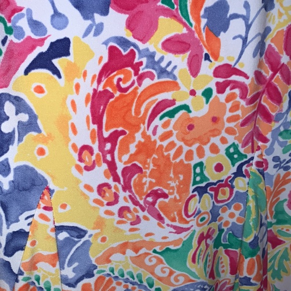 Ralph Lauren Yellow Multicolor Paisley Floral Print Fit & Flare Midi Dress - Picture 8 of 10